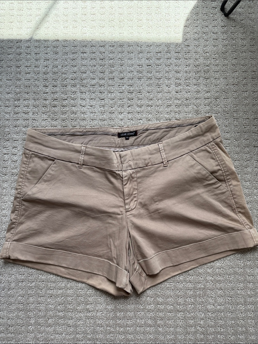 Dear John Taupe Cuffed Chino Shorts